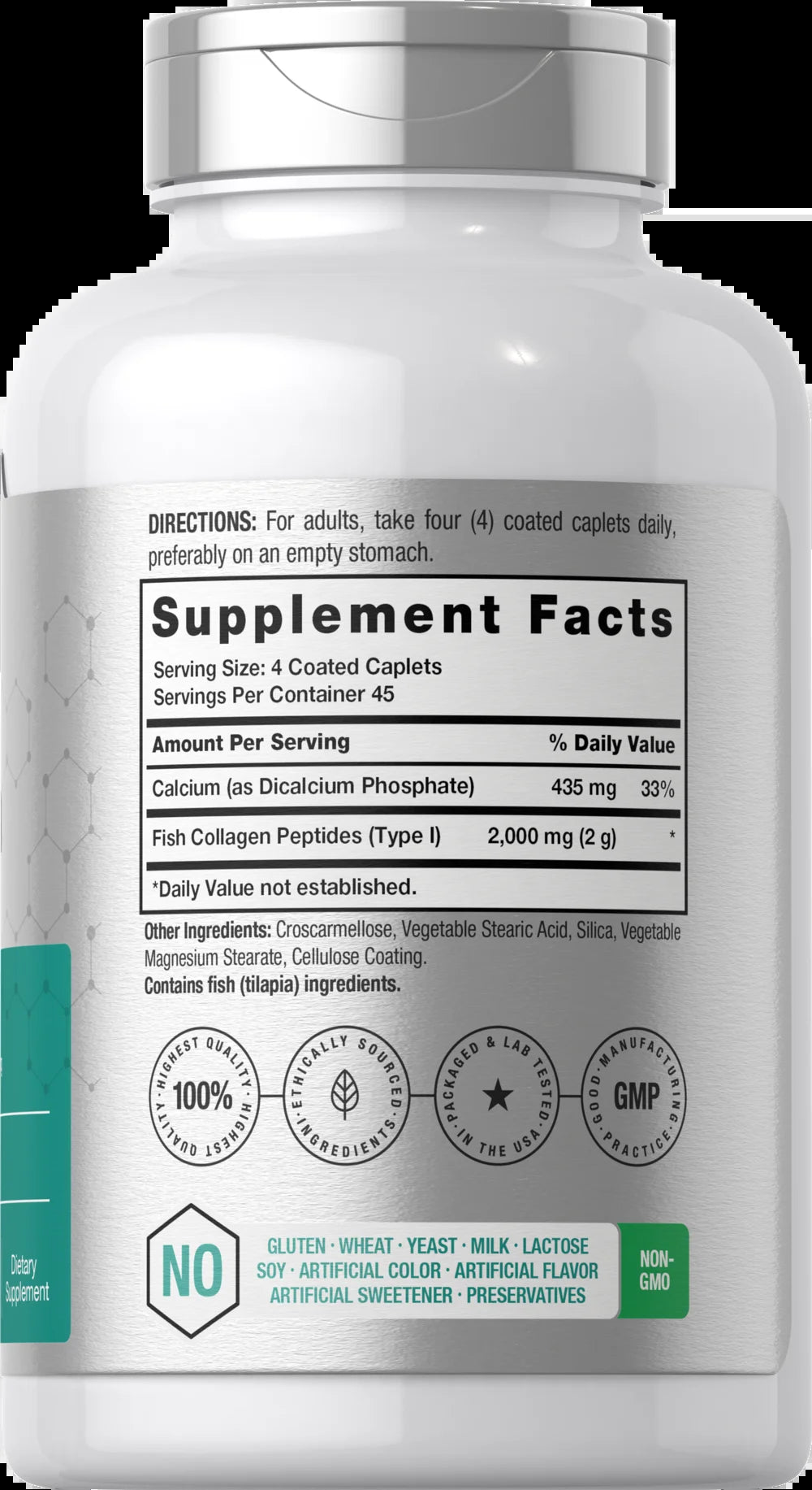 Marine Collagen Peptides 2000Mg | 180 Caplets | Non-Gmo, Gluten Free Supplement | by