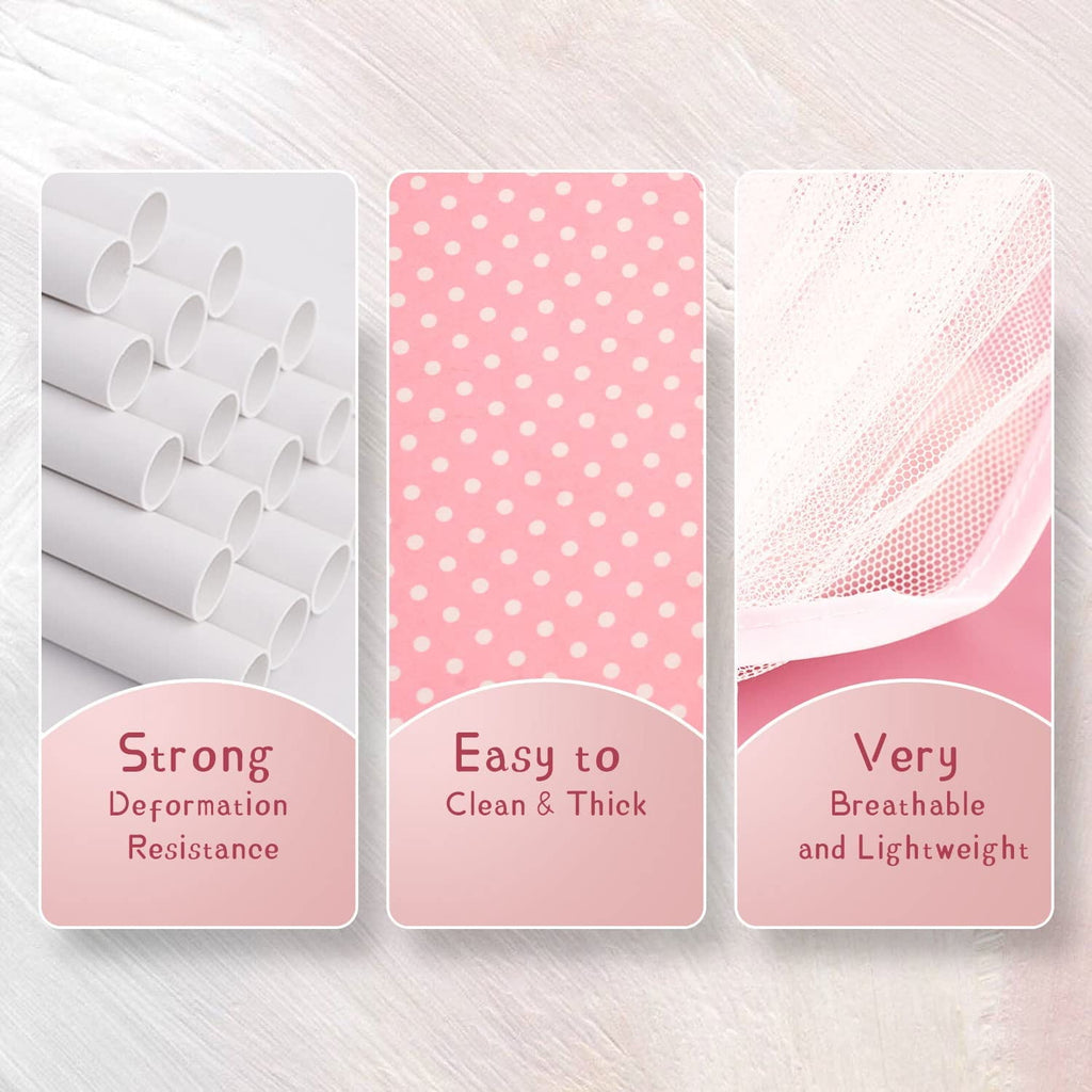 Princess Castle Play Tent with LED Star Lights,Large Size 55" X 53" Pink Hexagon Playhouses Kids Tent Indoor Outdoor Games for Toddlers 2-8 Years Old